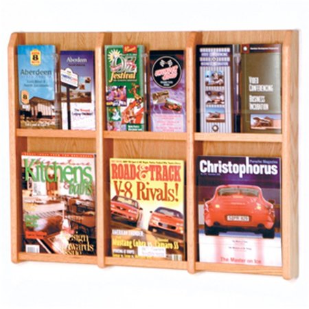 WOODEN MALLET Divulge 6 Magazine and 12 Brochure Wall Display with Brochure Inserts in Light Oak WO599395